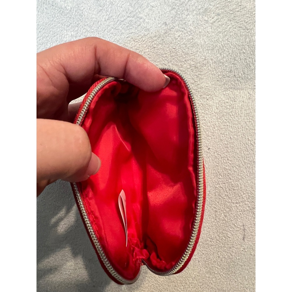 Coach Fragrance Red Glitter Cosmetic Pouch Makeup Bag Gold Zip Small New - Picture 8 of 12